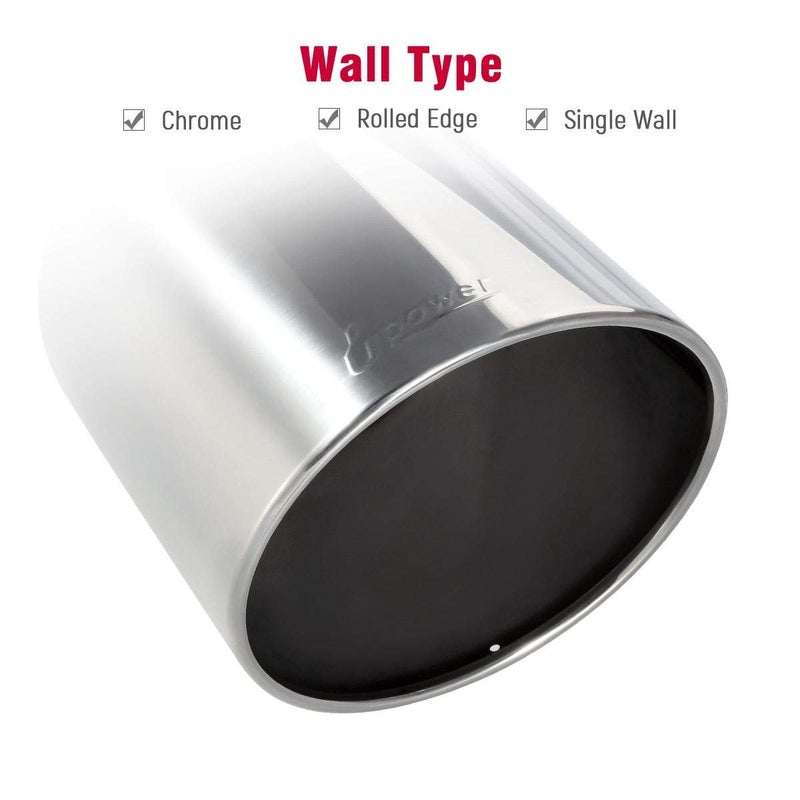 Upower 4" to 10" Exhaust Tip Mirror Polished 4 Inch Inlet 10 Inch Outlet Exhaust Tailpipe 18" Length Bolt-On 45 Degree Angle Cut Tail Pipe - Image 5